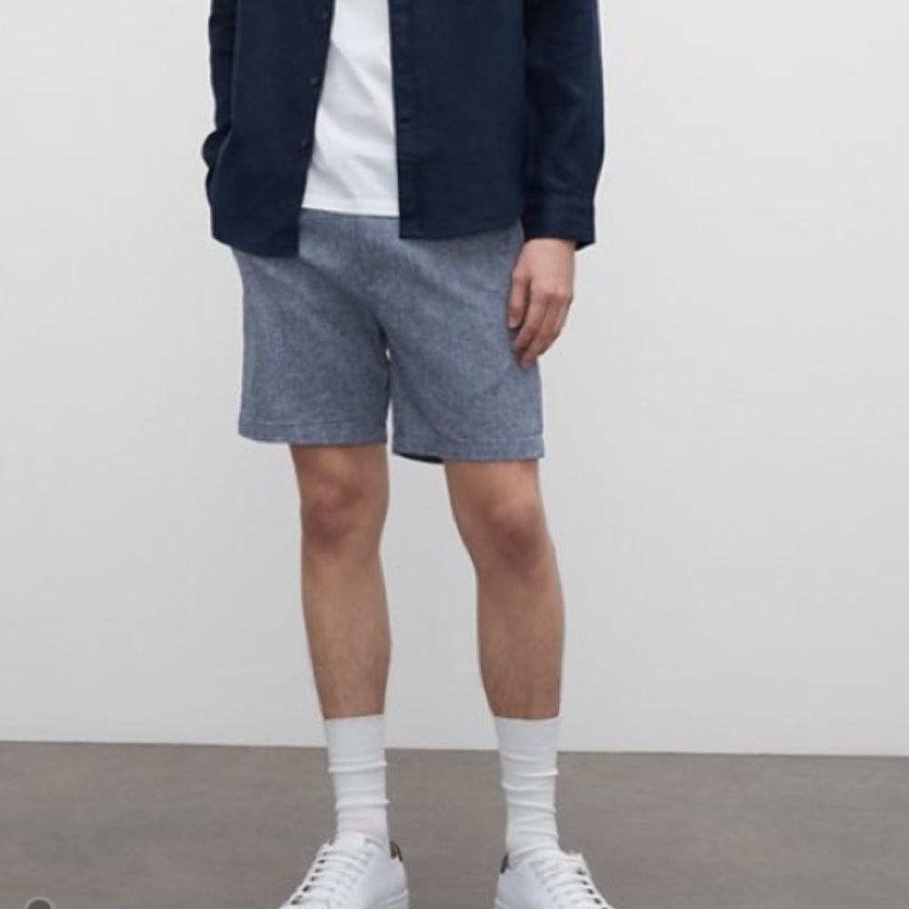 Club Monaco Baxter Chambray Linen-Cotton Shorts